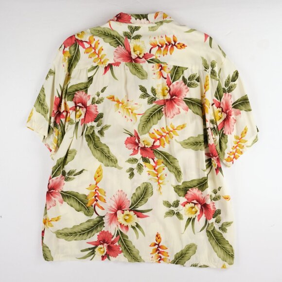 Two Palms Mens Hawaiian Shirt Large Rayon Button Up White Tropical Vacation - Picture 2 of 5